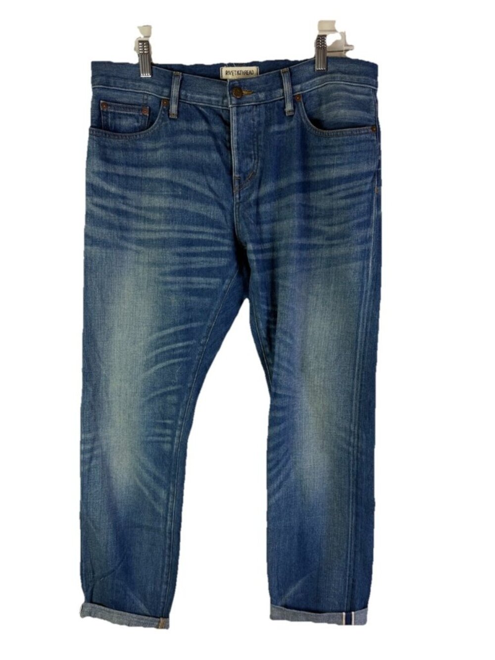 Rivet & Thread Madewell High Rise Straight Leg Cuffed Selvedge Jeans